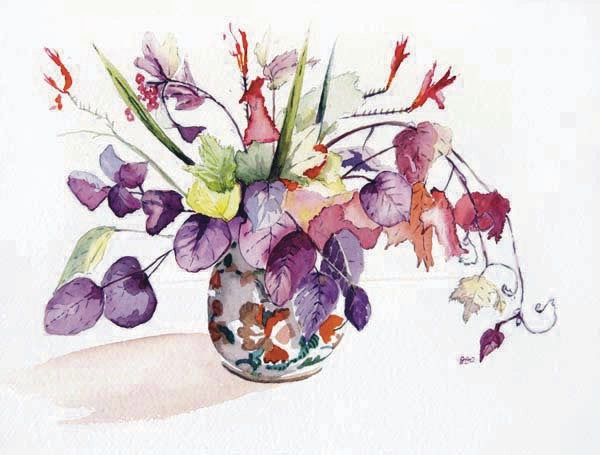 Set of 5 Greeting Cards Autumn Flowers