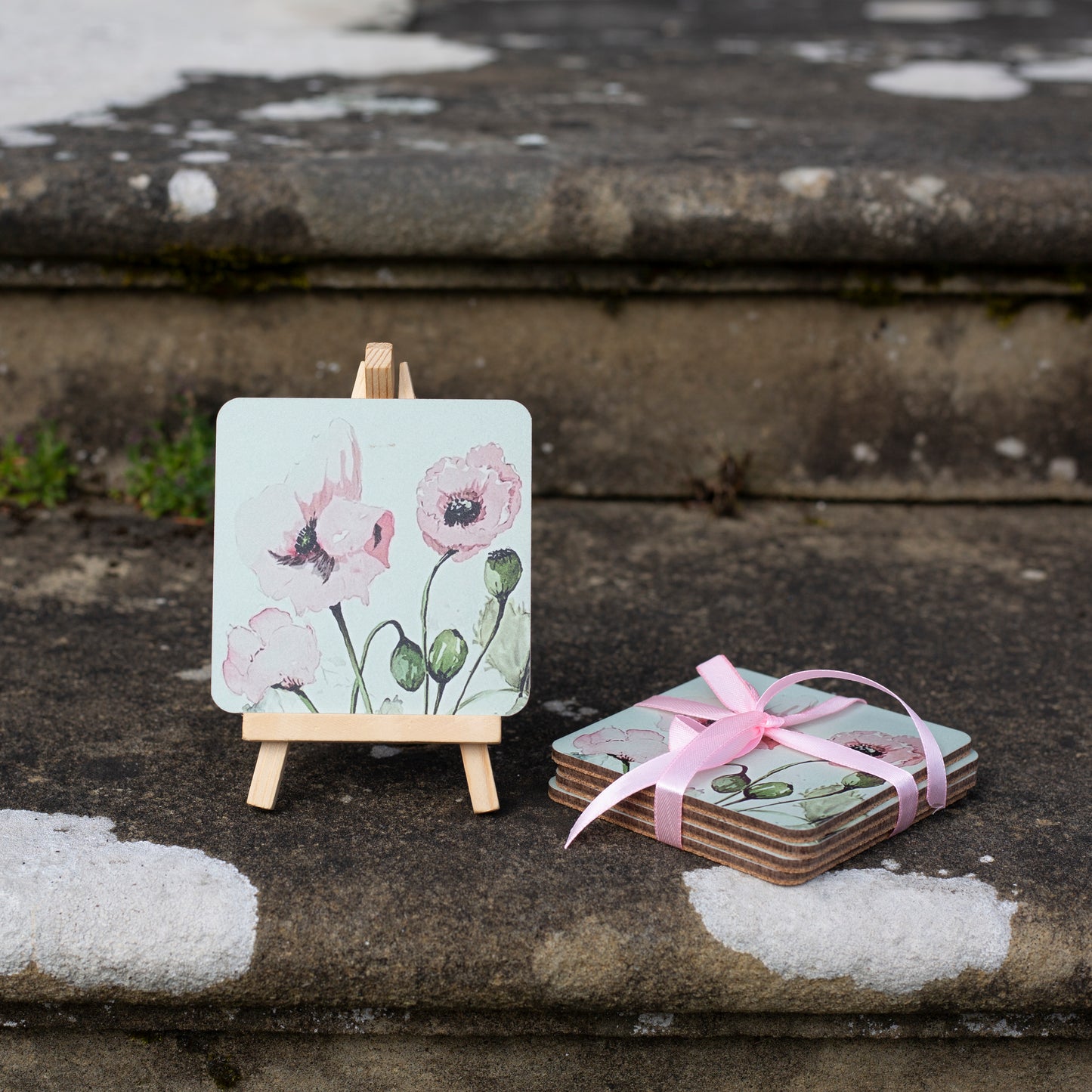 Set of 6 coasters in Singing Poppy design
