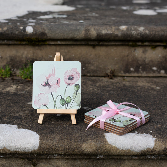 Set of 6 coasters in Singing Poppy design