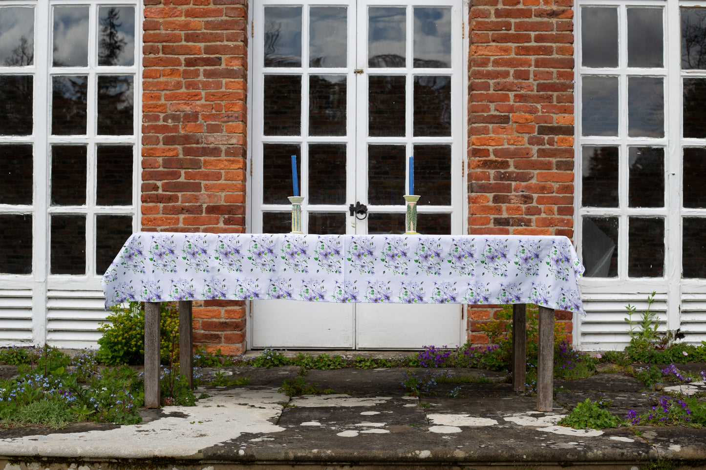 Oblong Tablecloth in Dancing Clematis Design