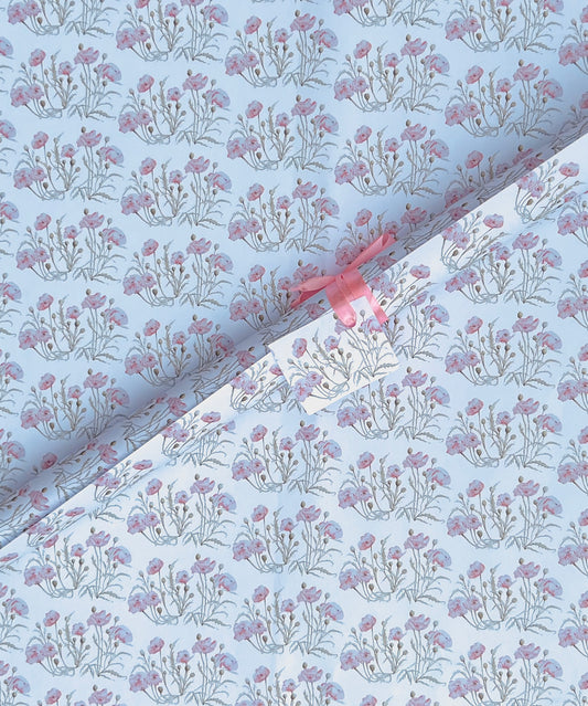 Two Sheets of Dusky Poppies Wrapping paper with Two Tags