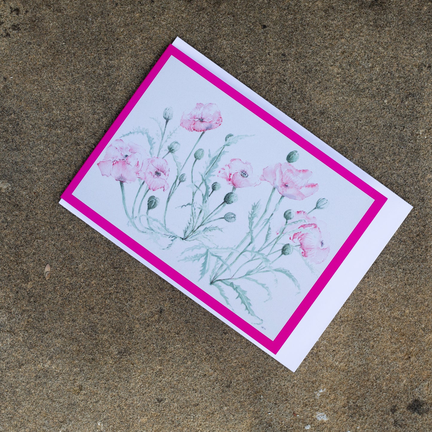 Set of 5 Pink Poppy Greeting Card