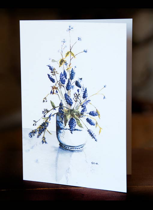 Set of 5 Greetings Cards in Muscari Design