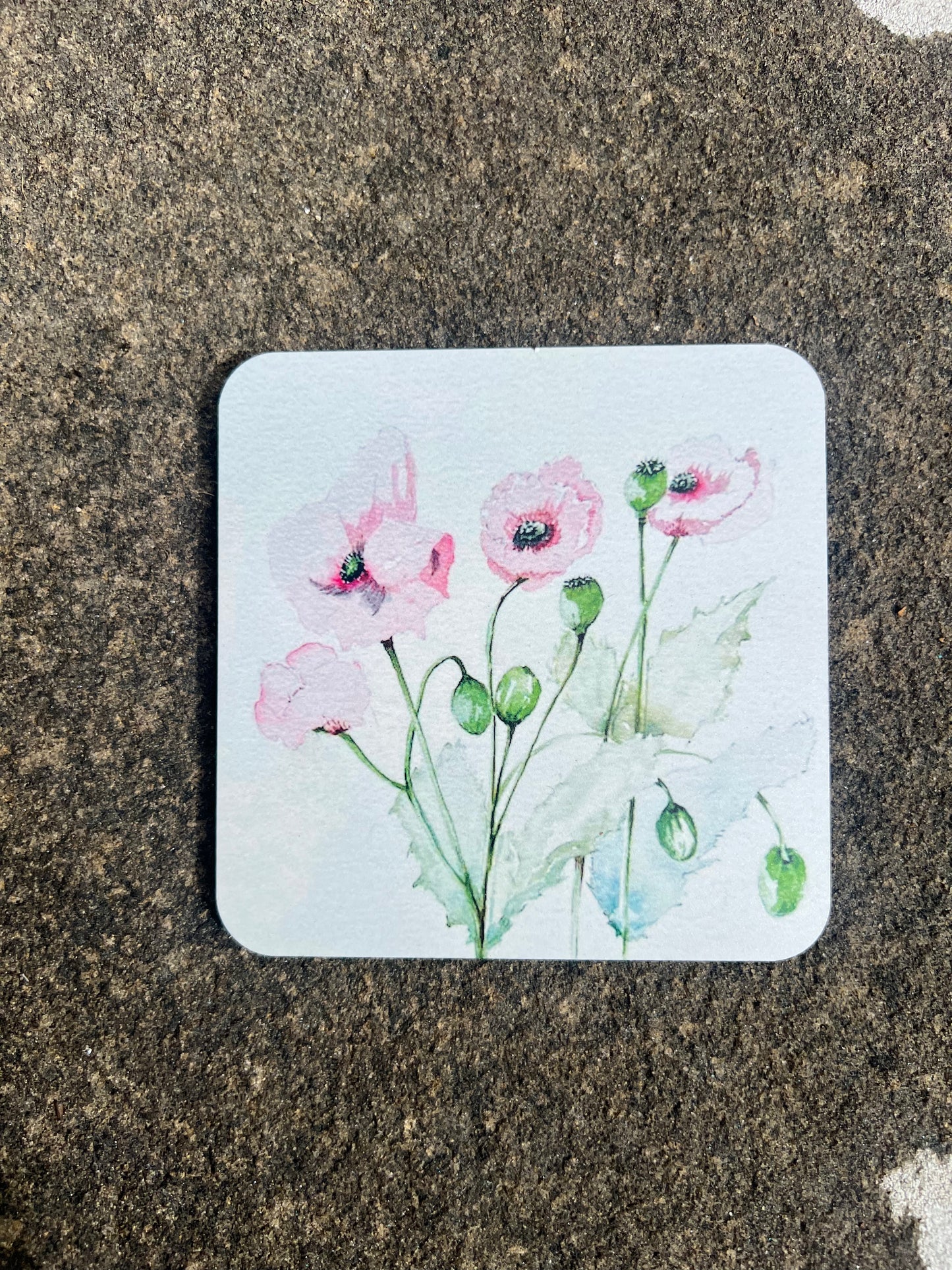 Set of 6 coasters in poppy design