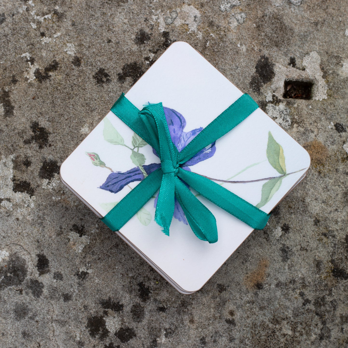 Set of 6 Coasters in Clematis design
