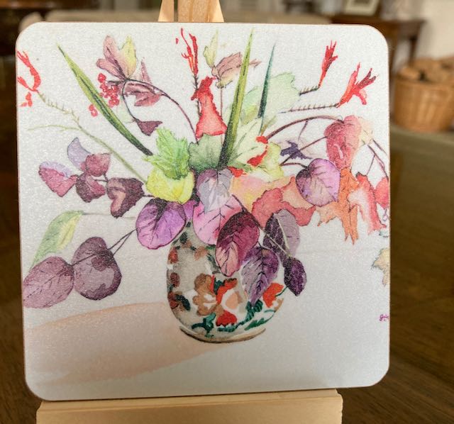 Set of 6 Coasters in Autumn Flower design