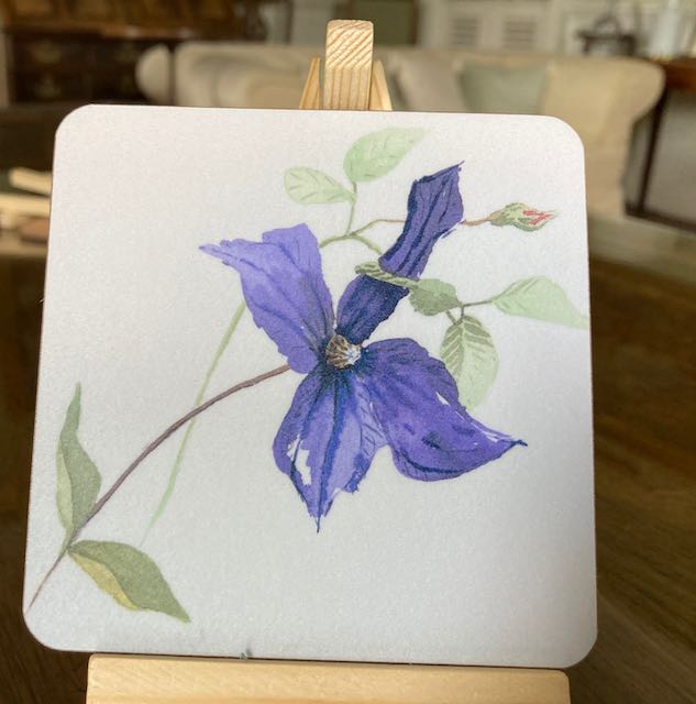 Set of 6 Coasters in Clematis design