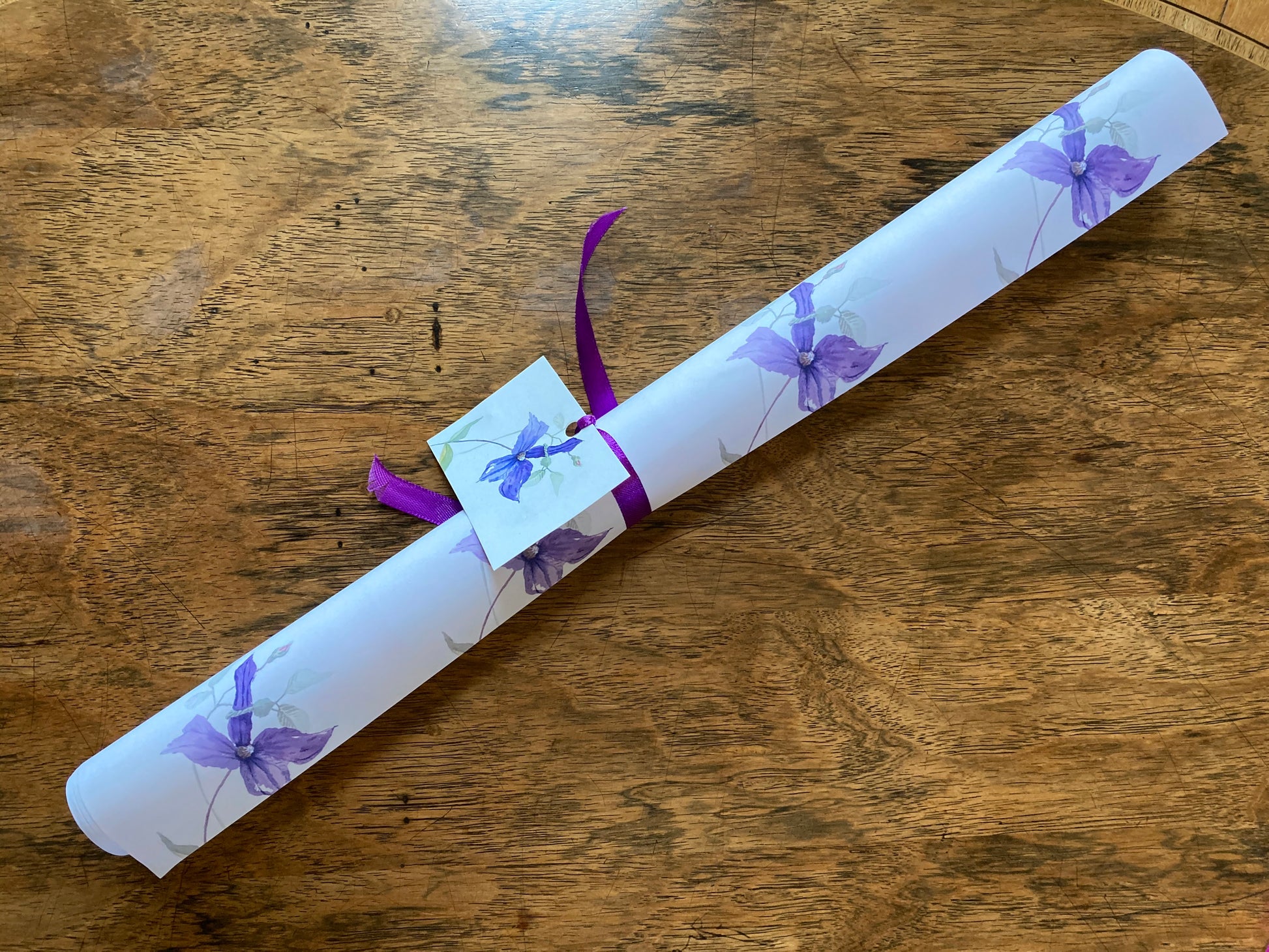 Clematis wrapping paper & gift tags